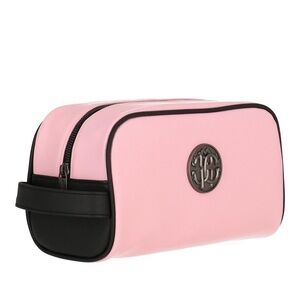 Roberto Cavalli New 
Saffiano Logo Cosmetic Case travel vanity Bag